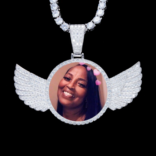 925S & VVS Moissanite 3D Wing Custom Picture Pendant