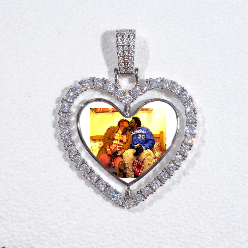 3D Spinning 2-Faced Heart Custom Picture Pendant