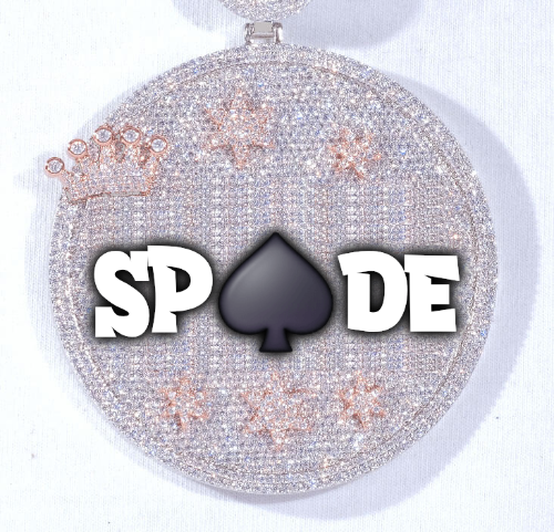 CUSTOM LETTER NECKLACE 3D BIG CROWN DISC