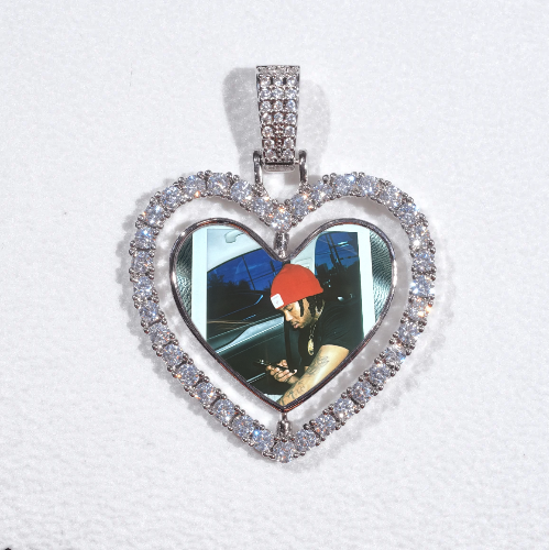 3D Spinning 2-Faced Heart Custom Picture Pendant