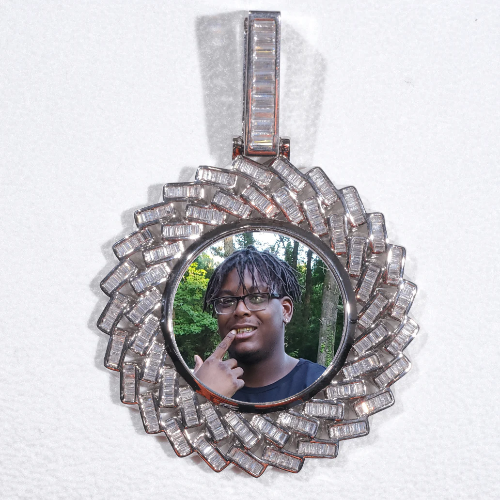 Large 3D Baguette Custom Picture Pendant