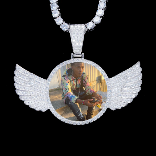 925S & VVS Moissanite 3D Wing Custom Picture Pendant