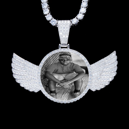 925S & VVS Moissanite 3D Wing Custom Picture Pendant