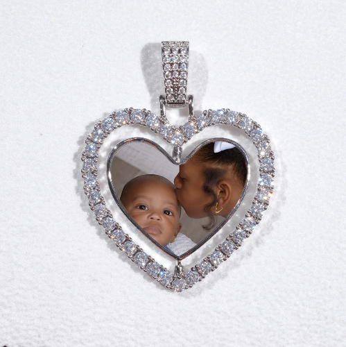 3D Spinning 2-Faced Heart Custom Picture Pendant