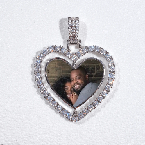 3D Spinning 2-Faced Heart Custom Picture Pendant