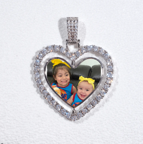 3D Spinning 2-Faced Heart Custom Picture Pendant
