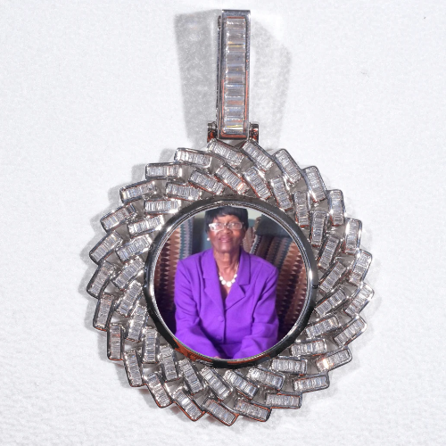 Large 3D Baguette Custom Picture Pendant