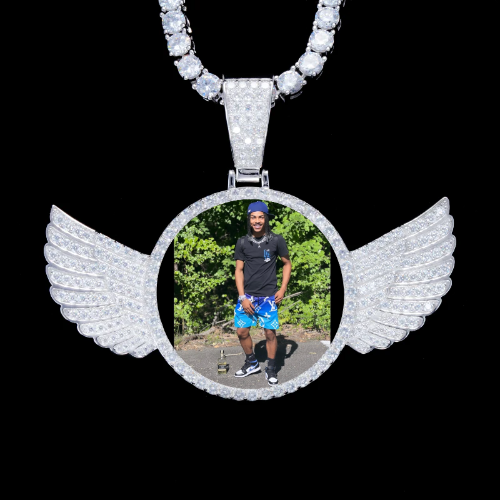 925S & VVS Moissanite 3D Wing Custom Picture Pendant