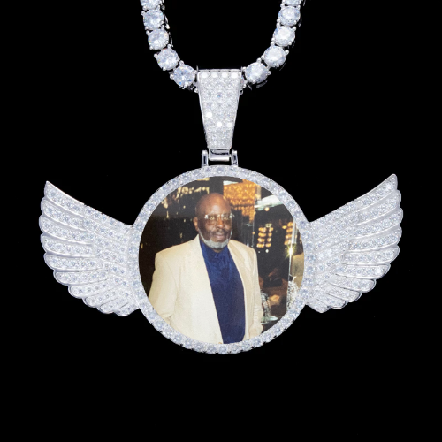 925S & VVS Moissanite 3D Wing Custom Picture Pendant