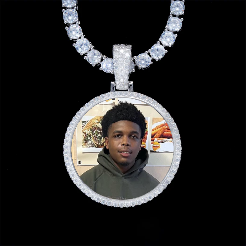 925S & VVS Moissanite 3D Circle Custom Picture Pendant