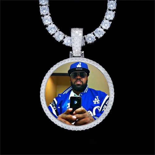925S & VVS Moissanite 3D Circle Custom Picture Pendant