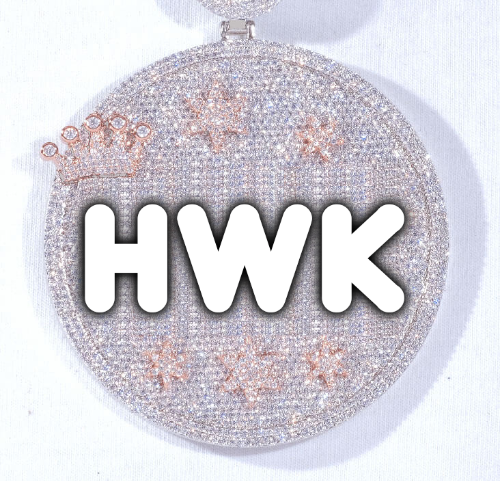 CUSTOM LETTER NECKLACE 3D BIG CROWN DISC