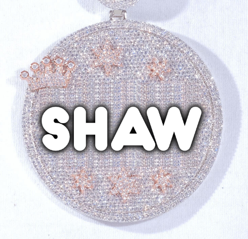 CUSTOM LETTER NECKLACE 3D BIG CROWN DISC