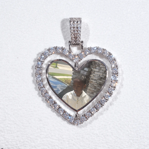 3D Spinning 2-Faced Heart Custom Picture Pendant