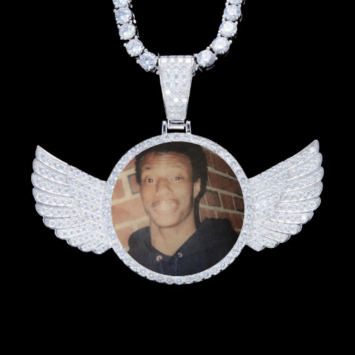 925S & VVS Moissanite 3D Wing Custom Picture Pendant