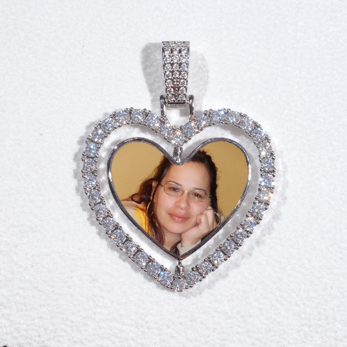 3D Spinning 2-Faced Heart Custom Picture Pendant