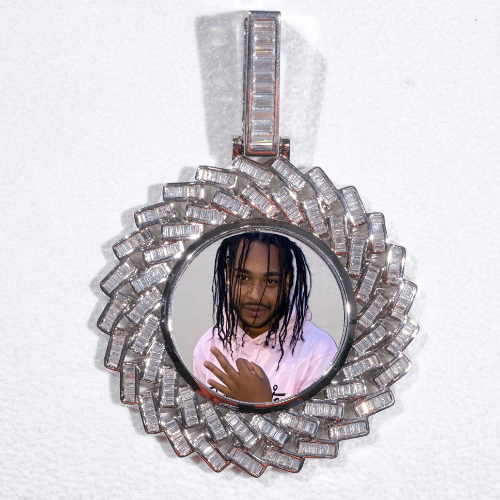 Large 3D Baguette Custom Picture Pendant