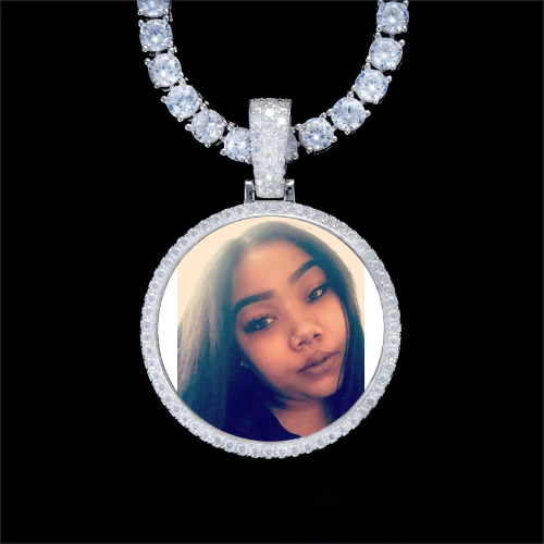 925S & VVS Moissanite 3D Circle Custom Picture Pendant