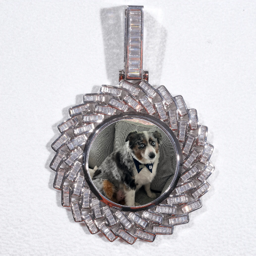 Large 3D Baguette Custom Picture Pendant