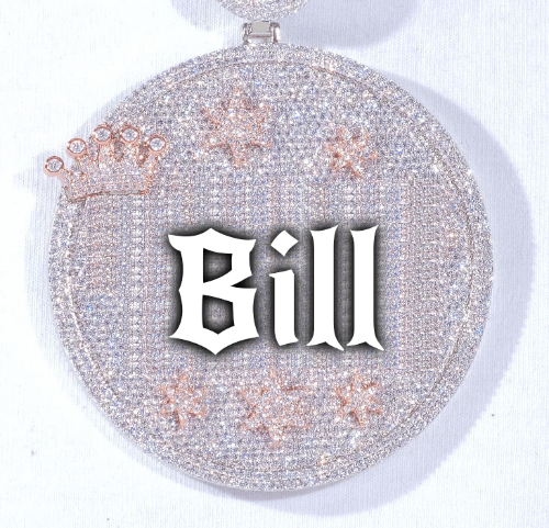 CUSTOM LETTER NECKLACE 3D BIG CROWN DISC