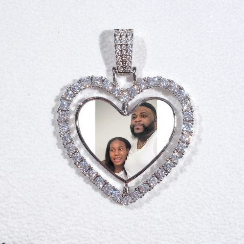 3D Spinning 2-Faced Heart Custom Picture Pendant