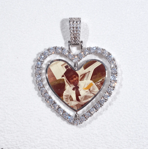 3D Spinning 2-Faced Heart Custom Picture Pendant