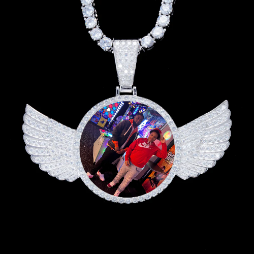 925S & VVS Moissanite 3D Wing Custom Picture Pendant