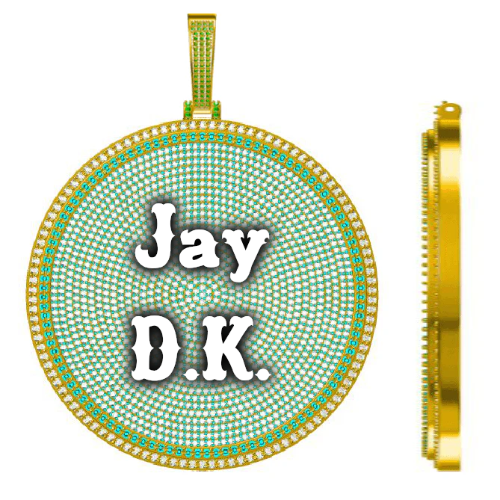 CUSTOM LETTER NECKLACE 3D BIG DISC