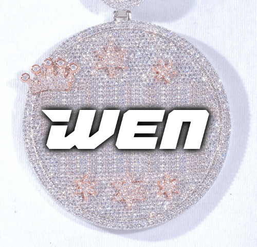 CUSTOM LETTER NECKLACE 3D BIG CROWN DISC