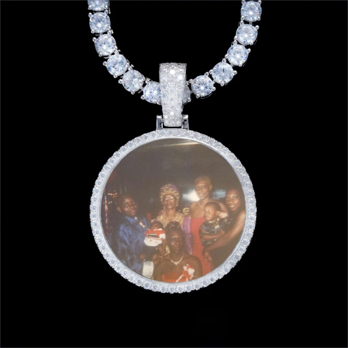925S & VVS Moissanite 3D Circle Custom Picture Pendant