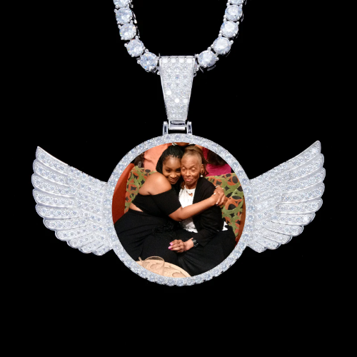 925S & VVS Moissanite 3D Wing Custom Picture Pendant