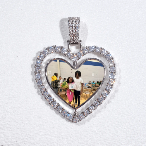 3D Spinning 2-Faced Heart Custom Picture Pendant