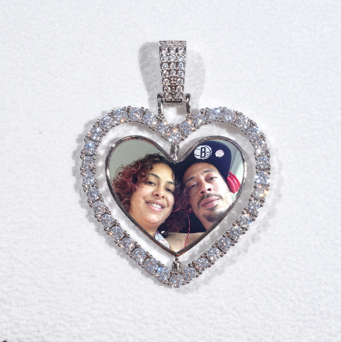 3D Spinning 2-Faced Heart Custom Picture Pendant