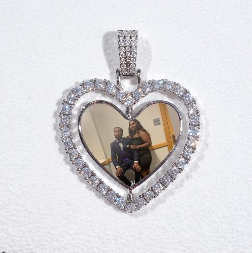 3D Spinning 2-Faced Heart Custom Picture Pendant