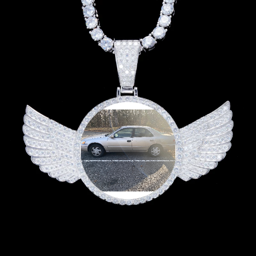 925S & VVS Moissanite 3D Wing Custom Picture Pendant