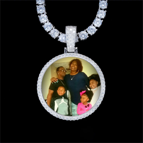 925S & VVS Moissanite 3D Circle Custom Picture Pendant
