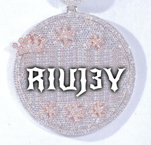 CUSTOM LETTER NECKLACE 3D BIG CROWN DISC