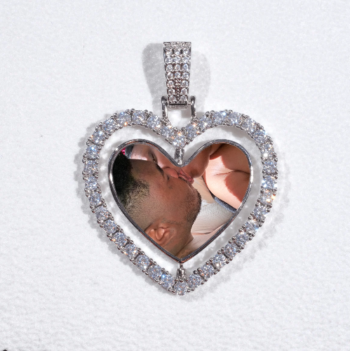 3D Spinning 2-Faced Heart Custom Picture Pendant