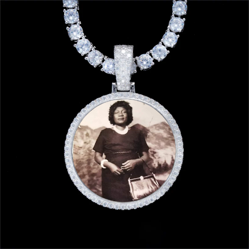 925S & VVS Moissanite 3D Circle Custom Picture Pendant