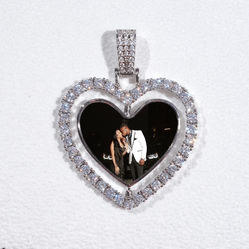 3D Spinning 2-Faced Heart Custom Picture Pendant