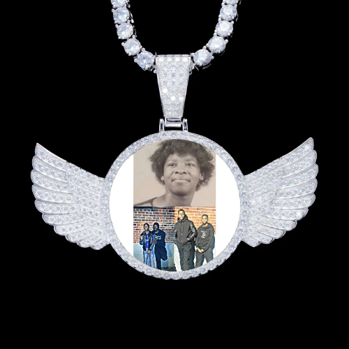 925S & VVS Moissanite 3D Wing Custom Picture Pendant