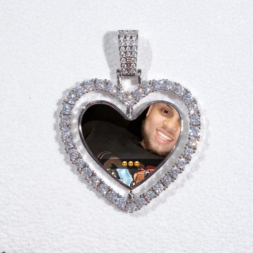 3D Spinning 2-Faced Heart Custom Picture Pendant