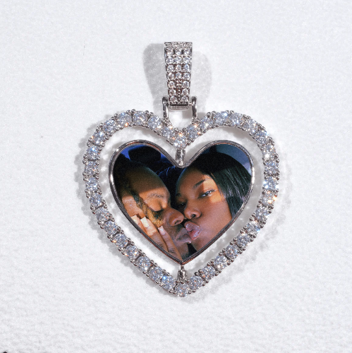 3D Spinning 2-Faced Heart Custom Picture Pendant