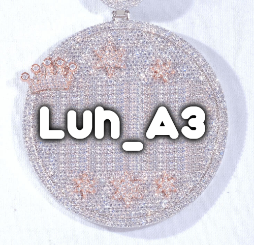 CUSTOM LETTER NECKLACE 3D BIG CROWN DISC
