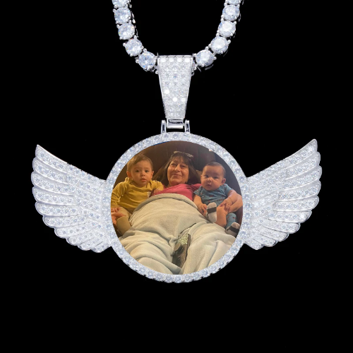 925S & VVS Moissanite 3D Wing Custom Picture Pendant