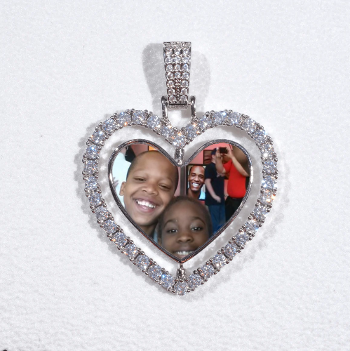 3D Spinning 2-Faced Heart Custom Picture Pendant