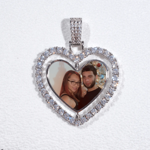 3D Spinning 2-Faced Heart Custom Picture Pendant
