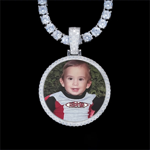 925S & VVS Moissanite 3D Circle Custom Picture Pendant