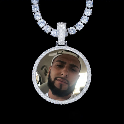 925S & VVS Moissanite 3D Circle Custom Picture Pendant