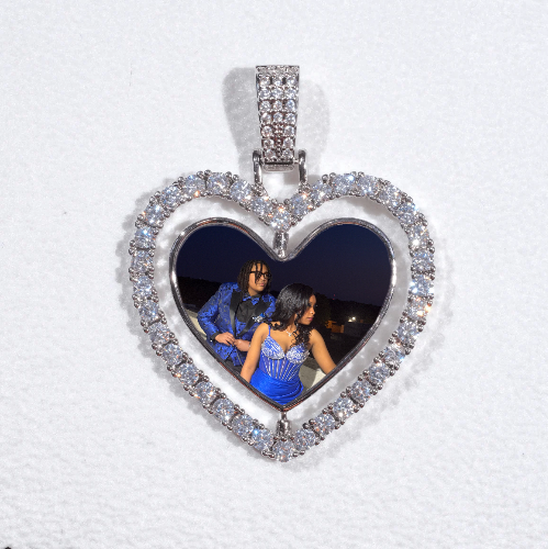 3D Spinning 2-Faced Heart Custom Picture Pendant